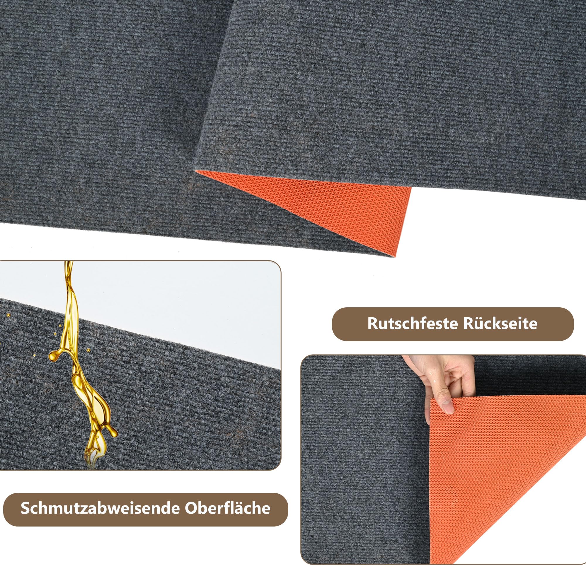tonchean Tappeto per corridoio, 300 x 120 cm, antiscivolo, lavabile, al metro, per corridoio, ingresso cucina, soggiorno, ufficio, grigio