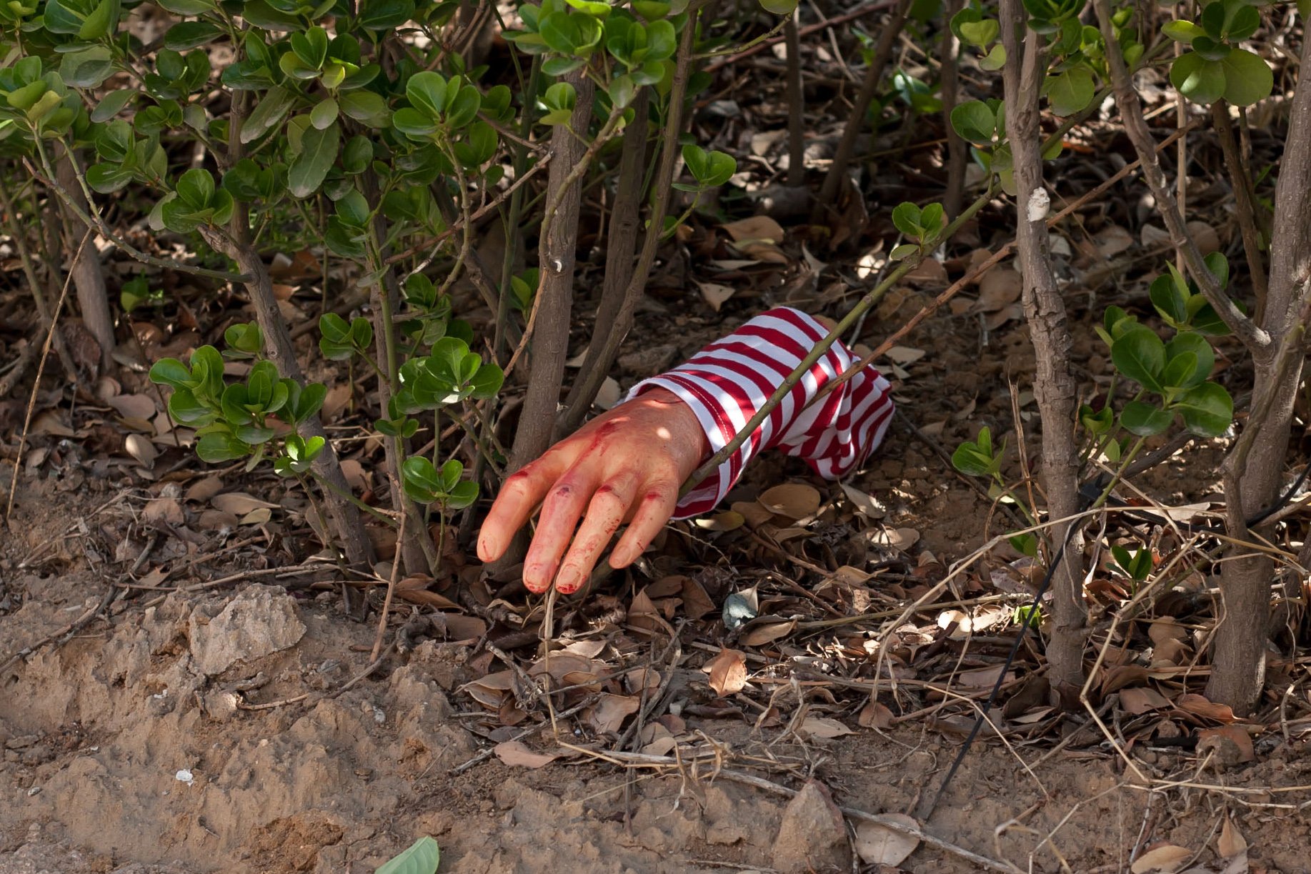 SummitLink Halloween Realistic Fake Hand with Cloth Arm for Car Trunk Dead Body Prank Decoration