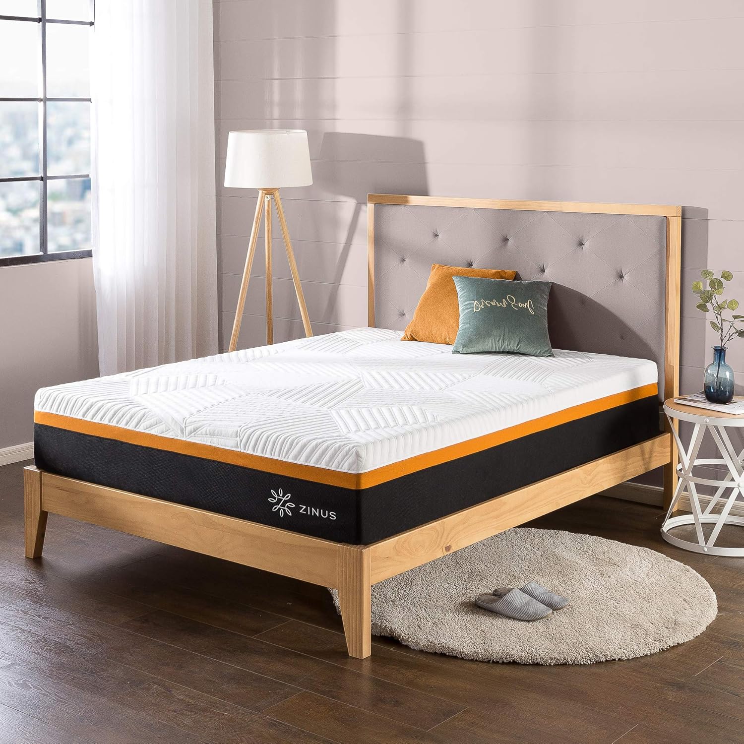 Zinus Queen Mattress 3 Zone Hybrid 30cm Cool Adaptive Fabric Copper Memory Foam Pocket Spring