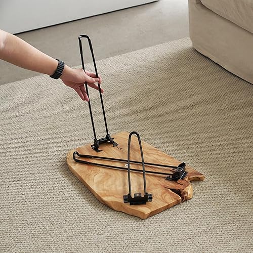 Miniatura 6 de Colección PJ Mesa de centro de borde vivo, mesa de centro pequeña, mesa auxiliar plegable y ligera, mesa de centro de madera natural, mesa de borde