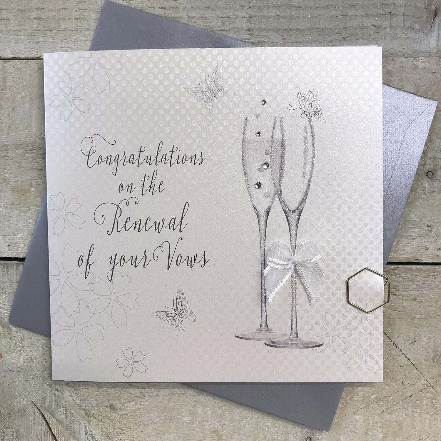 White Cotton Cards Wedding Card, Vows Renewal, Flutes Handmade BD189