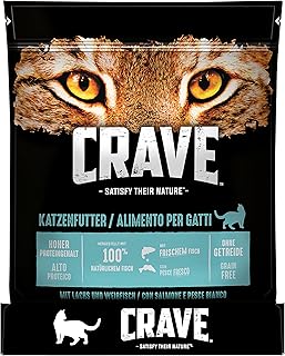 Crave Adult Trockenfutter mit Lachs & Weißfisch, 6 Beutel, 6x750g – Premium Katzenfutter trocken mit hohem Proteingehalt und ohne Getreide – Hergestellt mit 100 Prozent natürlichem Fisch product image