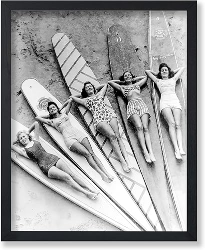 Poster Master Póster vintage de playa  Impresión retro de niñas surfistas  Arte de fotografía  Regalo para mujeres, surfistas, nadadores  Decoración