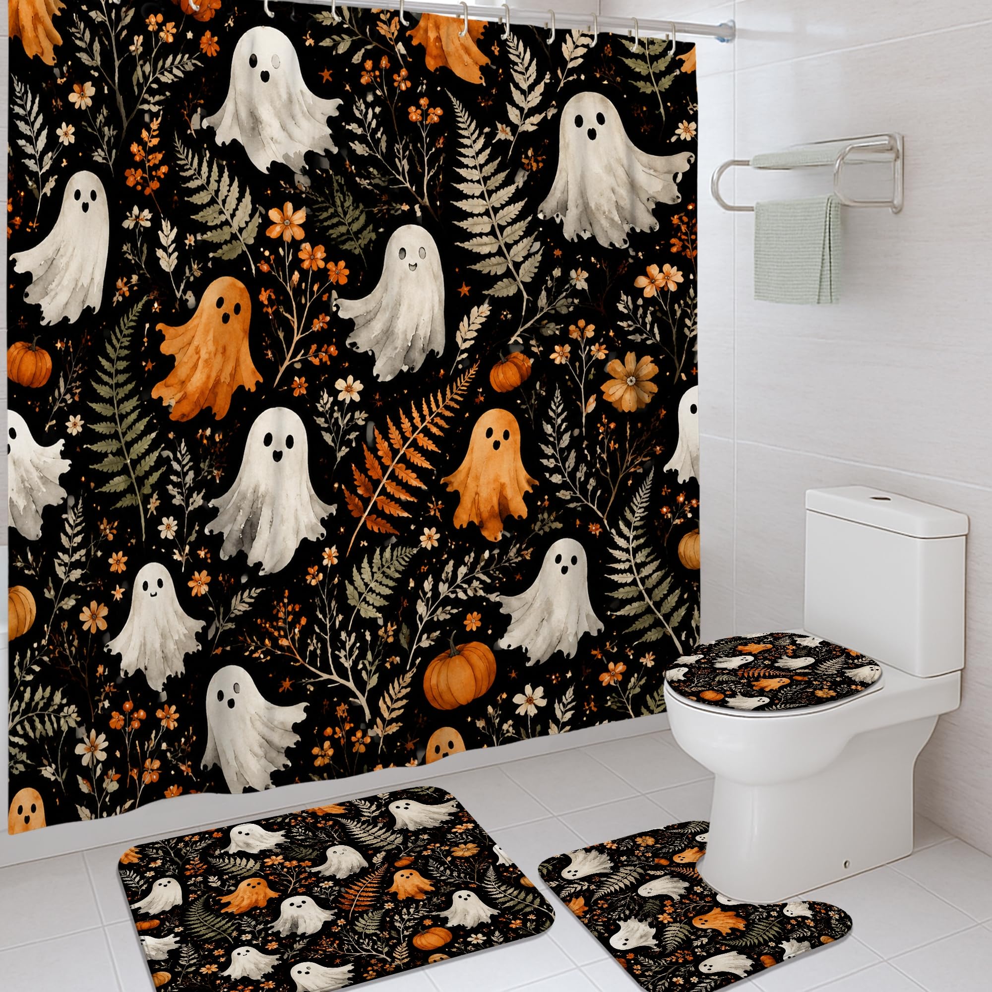 Rideau de douche Halloween anti-projections rideaux baignoire noir
