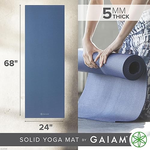 Miniatura 3 de Gaiam - Esterilla de yoga de calidad superior de 5mm, lisa, gruesa y antideslizante para todo tipo de ejercicios de yoga, pilates y gimnasia