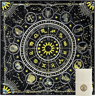 Knana Altar Cloth Velvet Tarot Cloth with Constellation Pattern Tarot Mat - Includes Tarot Card Bag