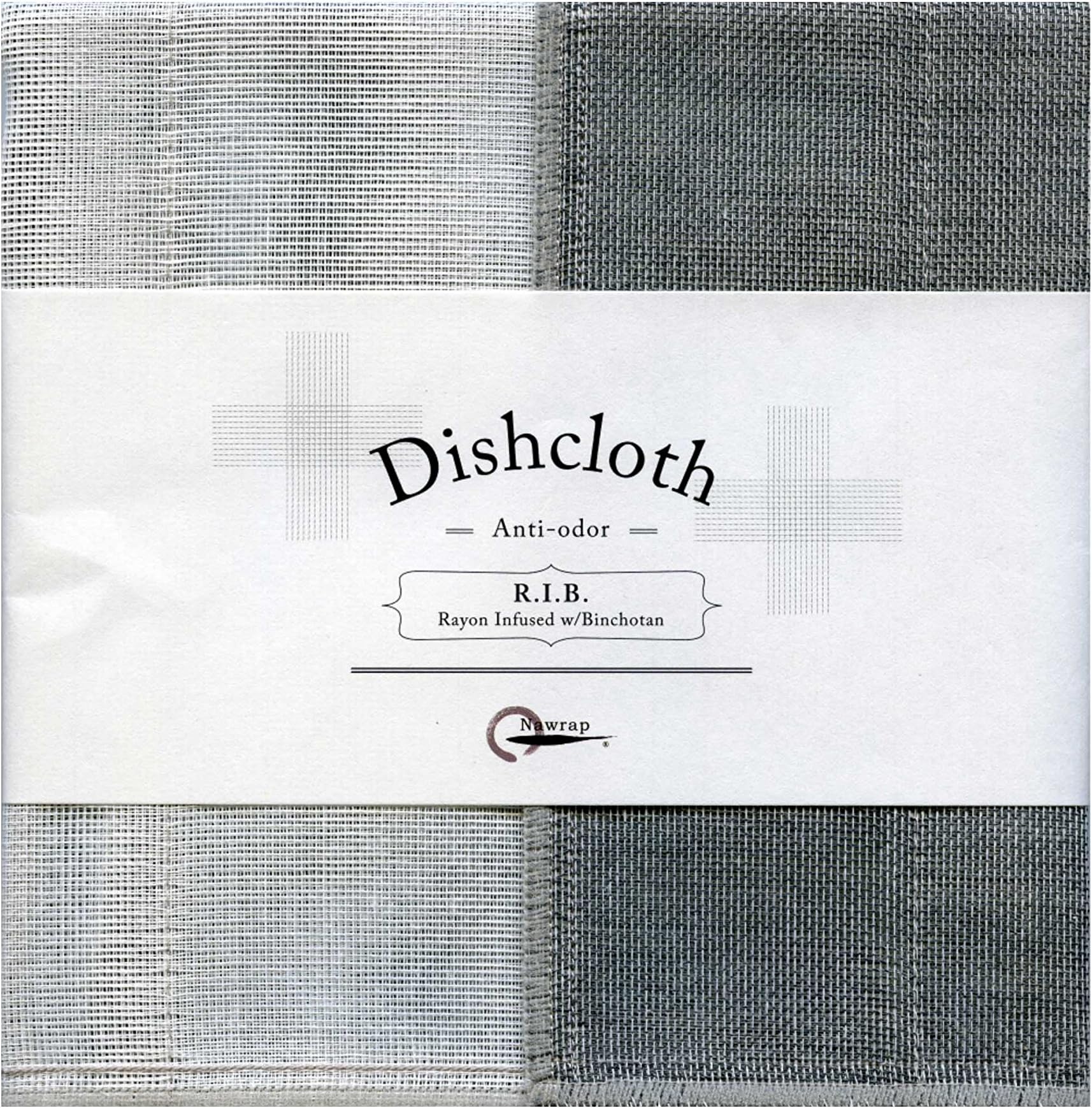 Nawrap Binchotan Dishcloth, Naturally Odor Absorbing, Natural Binchotan x White