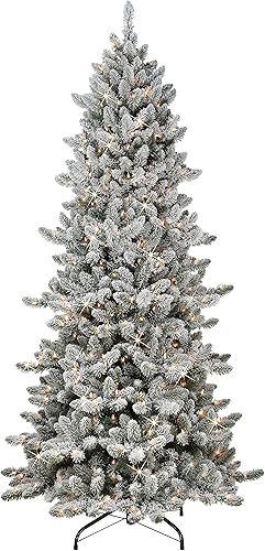 Puleo International - Árbol de abeto artificial preiluminado de 6.5 pies, 800 puntas, 300 luces transparentes