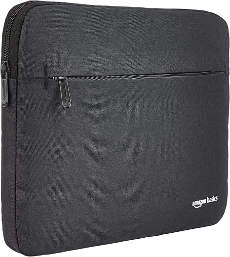 Amazon Basics Laptop Sleeve Case with Front Pocket, 13 Inch, Black