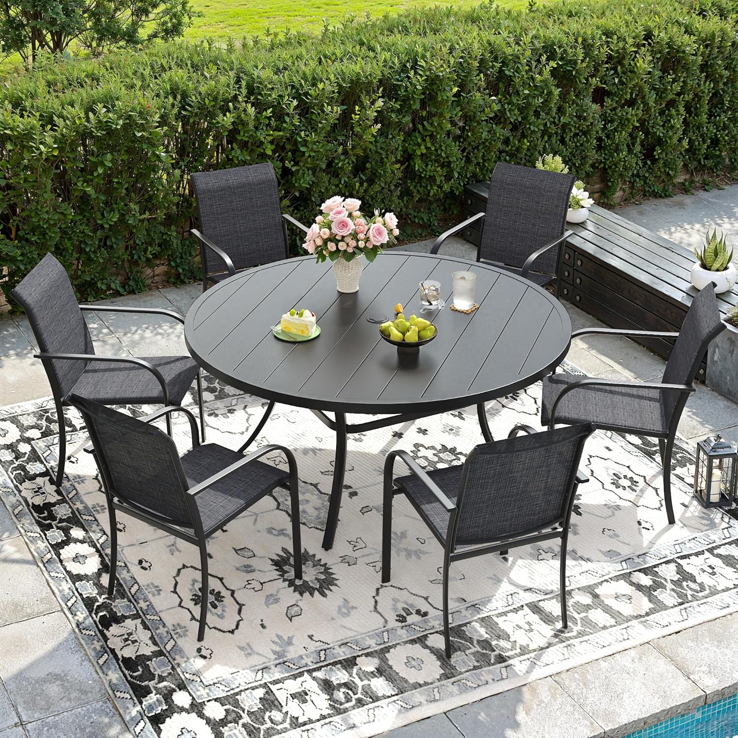 Amazon.com: DIFY Patio Dining Set for 6, 7 Piece Outdoor Table and ...