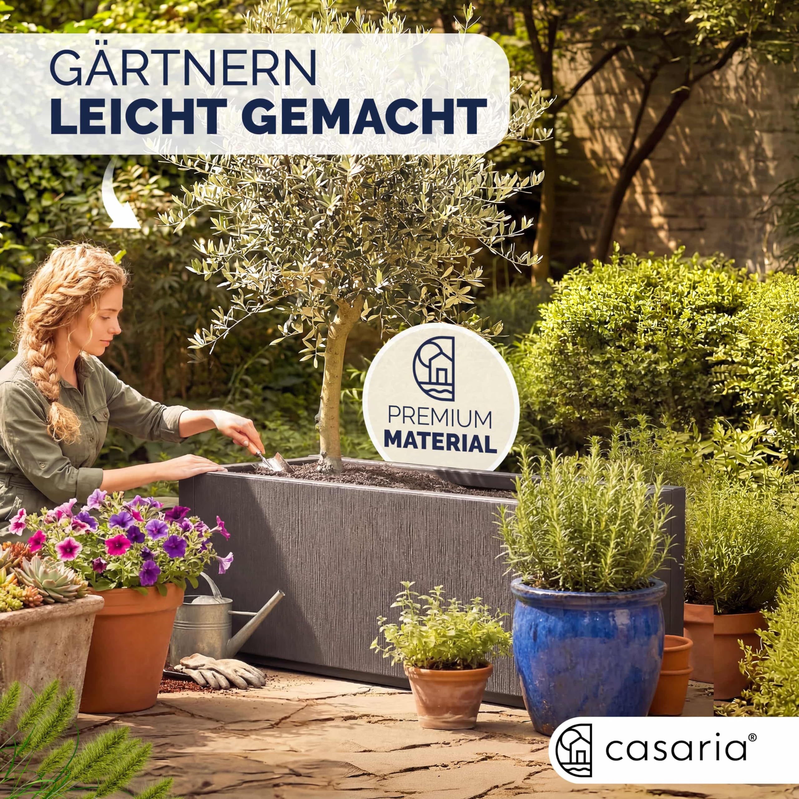 Casaria 2er Set Blumenkasten Ethica | Braun, 80L, 80x36x36cm, Garten, Wetterbeständig, Pflanzkasten