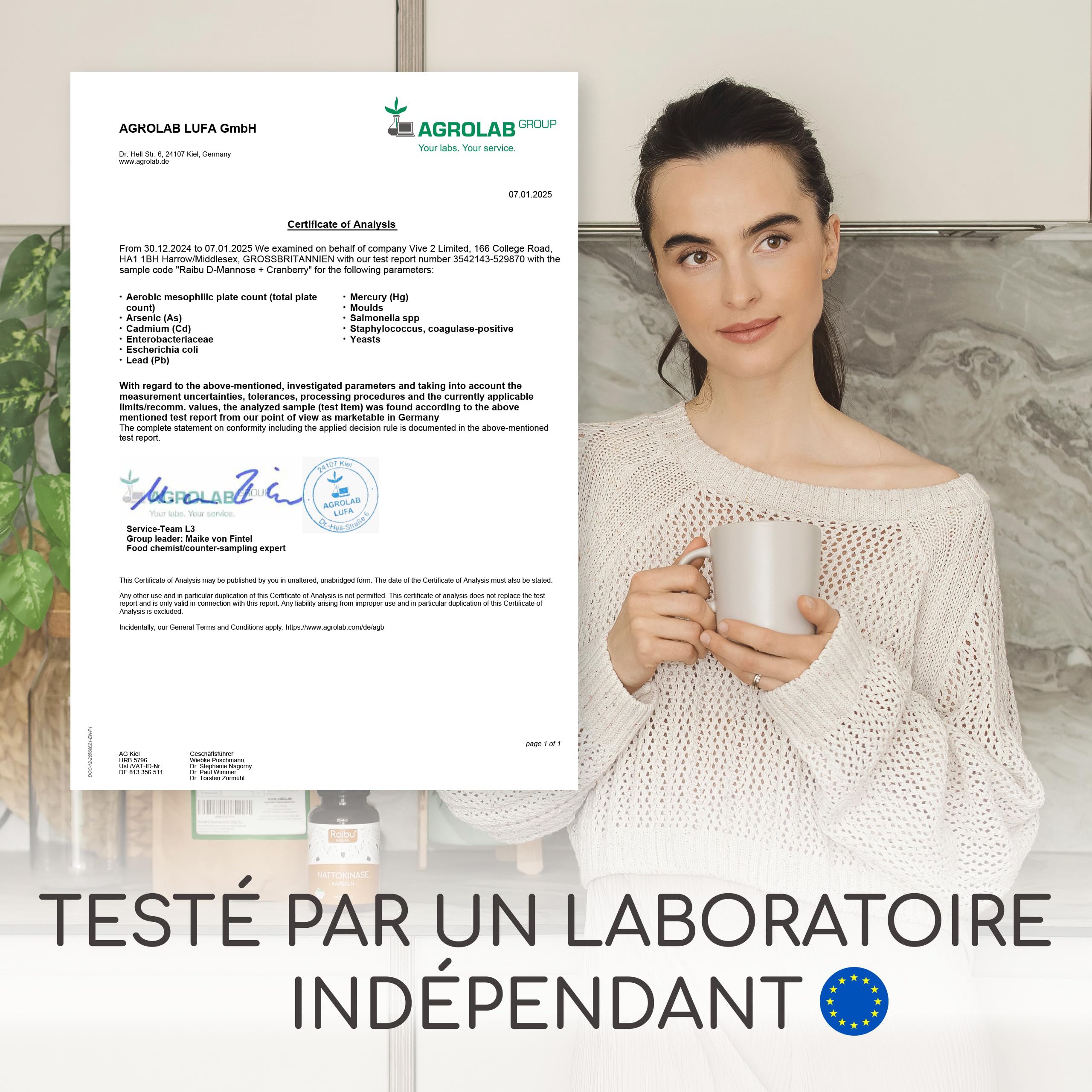 D-Mannose Raibu - Pur 2100 mg par Dose Quotidienne Fortement Dosée - Avec canneberge et vitamine C, 160 gélules - D Mannose Végan, sans additifs & hautement biodisponible - Testé en laboratoire