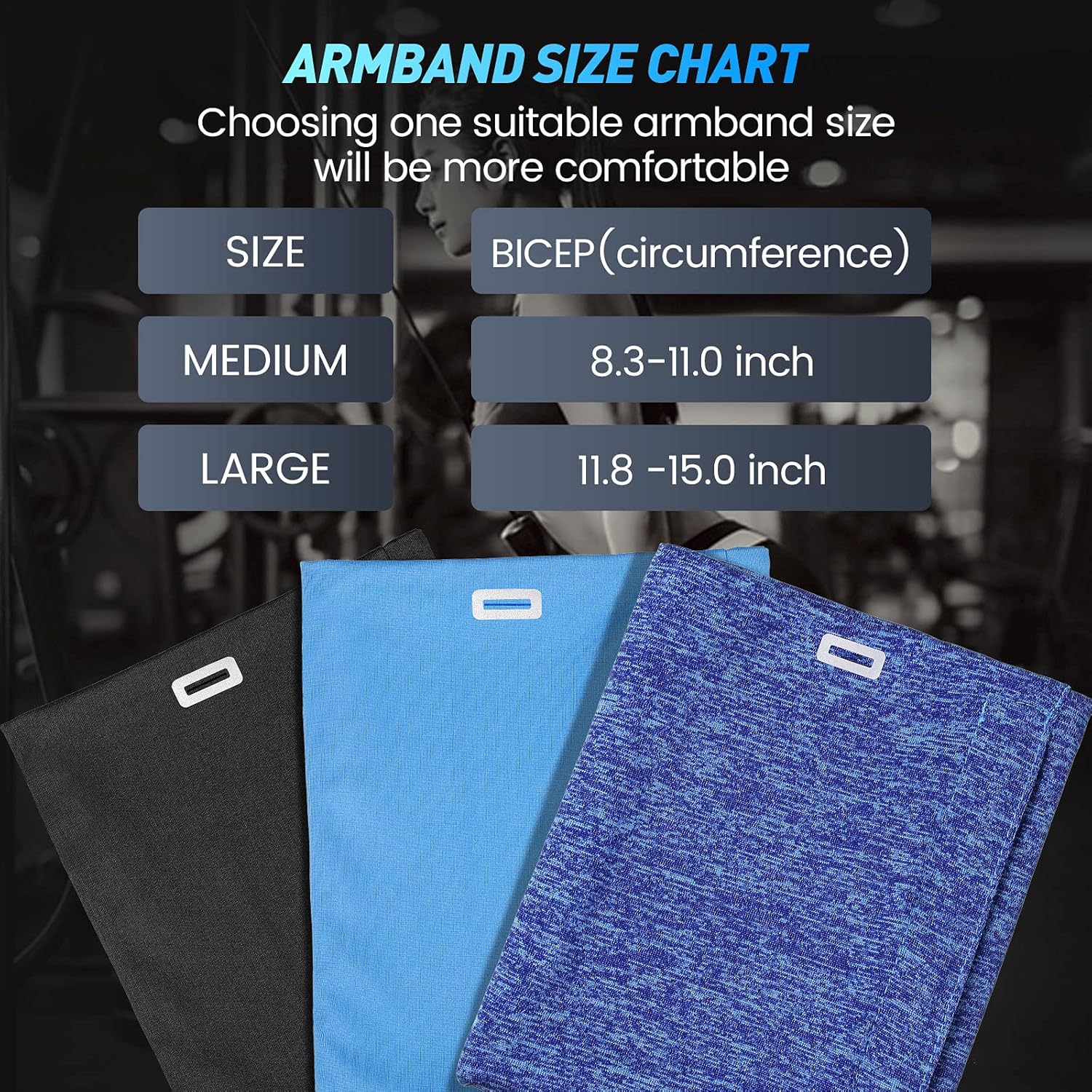 Outus 3 Pieces Phone Armband Running Armband Cell Phone Sleeve for Running Holder Arm Bands for Walking Hiking Jogging Travel (Black, Gray, White-Blue,L) - Image 2