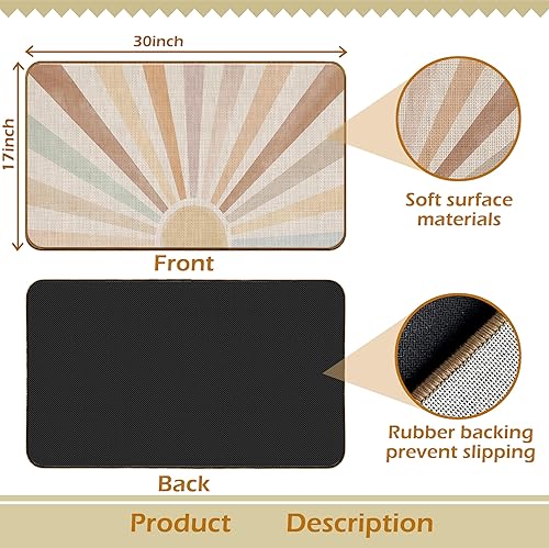 Miniatura 3 de Tapete bohemio para puerta, moderno tapete antideslizante para interiores y exteriores, tapete para puerta de entrada al aire libre (17 x 30