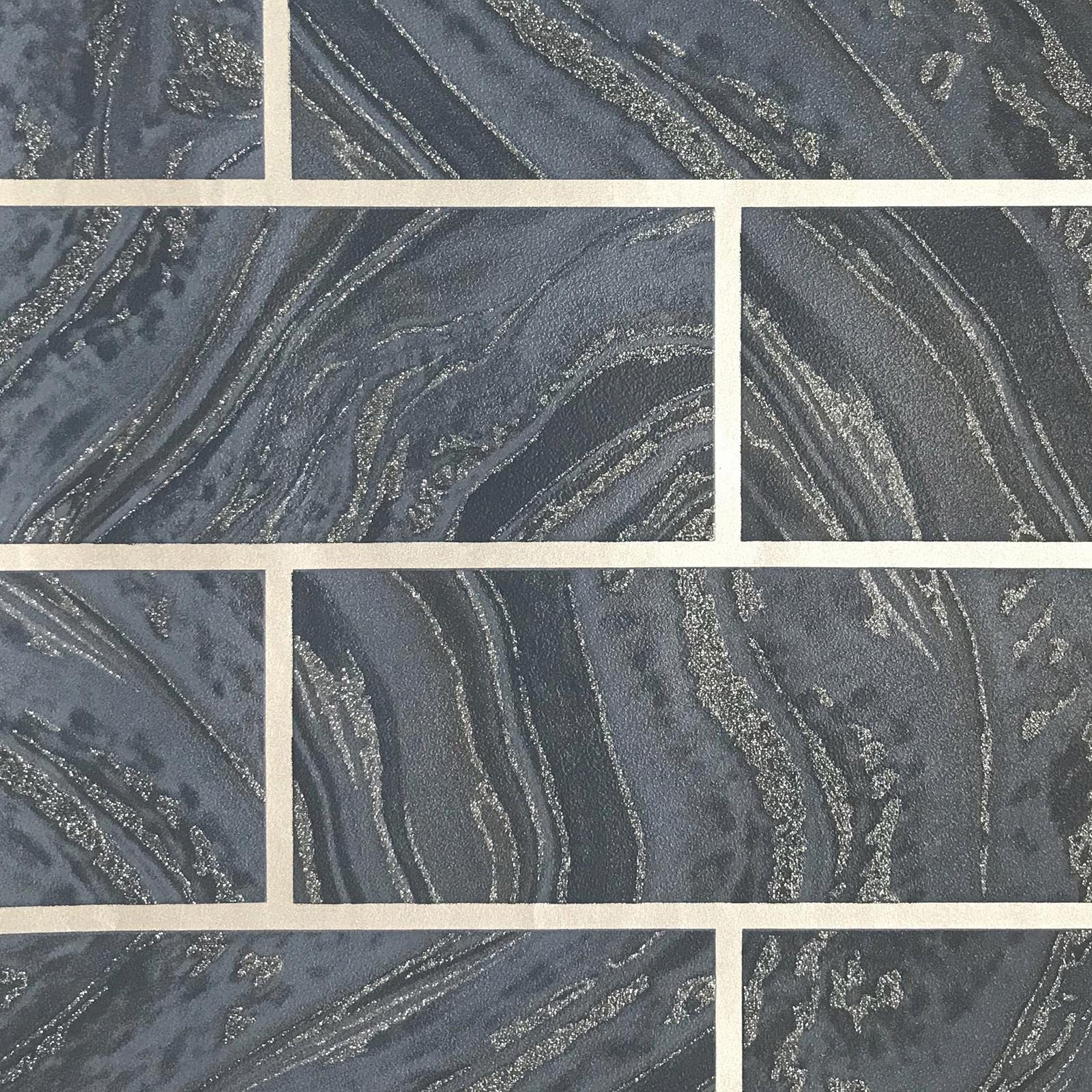 Rasch Marble Brick Marble Brick Blue Wallpaper from B&Q