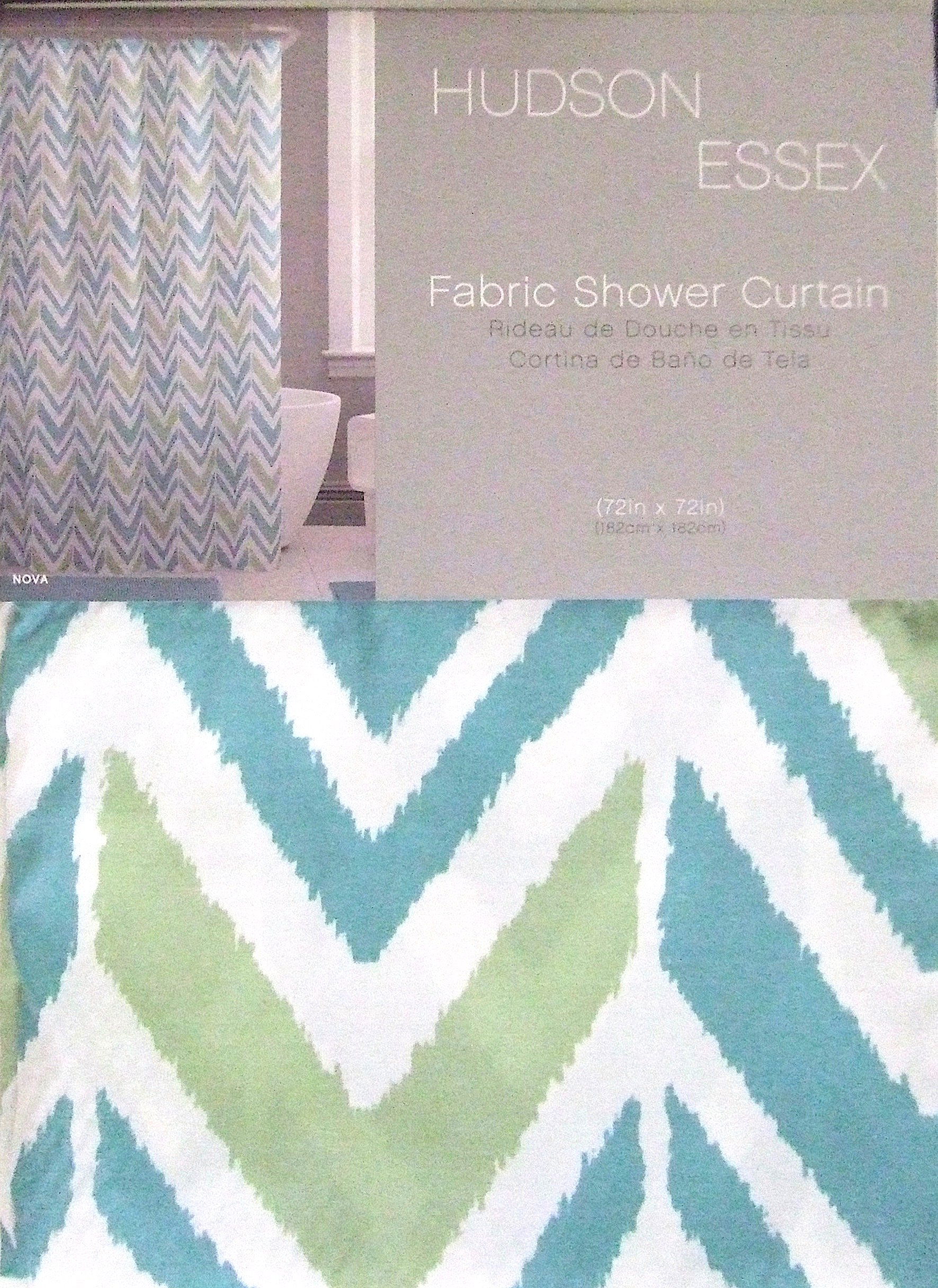 VCNY Home Chevron Fabric Shower Curtain: Pattern Geometric Design, 72 by 72 Inches, Blue Green