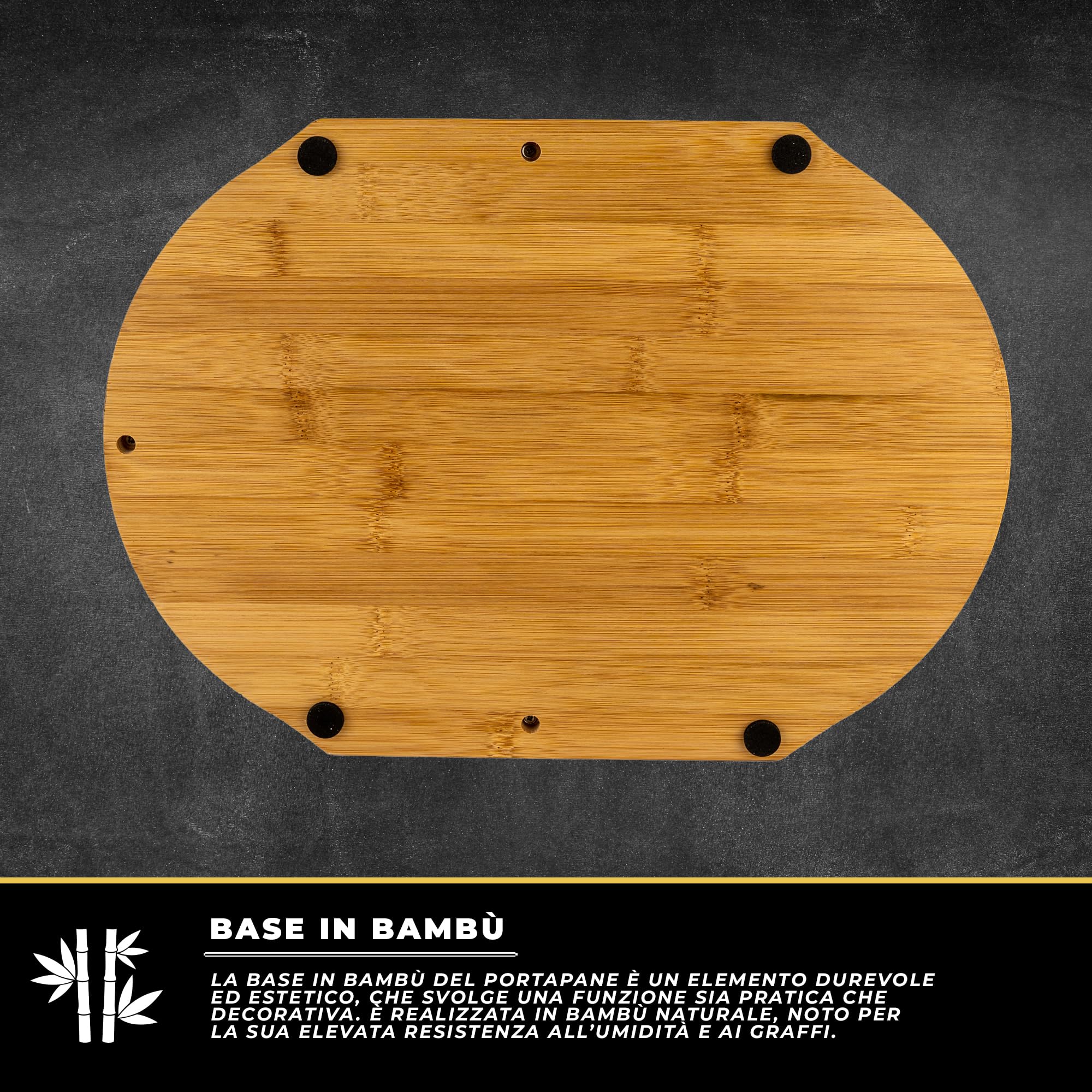 KARL HAUSMANN Porta Pane da Cucina con Nero Coperchio - Portapane Bambu - Moderno Contenitore a Cupola per il Pane - Scatola Portapane - Cassetta Portapane - Bread Box - 37 x 26 x 22 cm