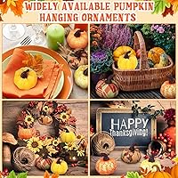 Vista 4 de Leinuosen 49 adornos colgantes de calabaza de otoño para árbol, adornos de Acción de Gracias, tela de otoño, calabaza para cosecha de granja, Acción