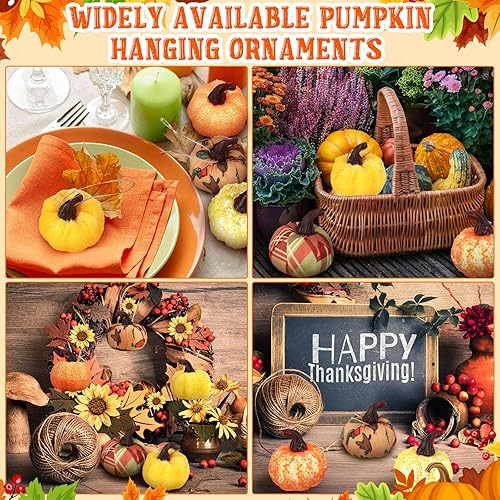 Miniatura 4 de Leinuosen 49 adornos colgantes de calabaza de otoño para árbol, adornos de Acción de Gracias, tela de otoño, calabaza para cosecha de granja, Acción