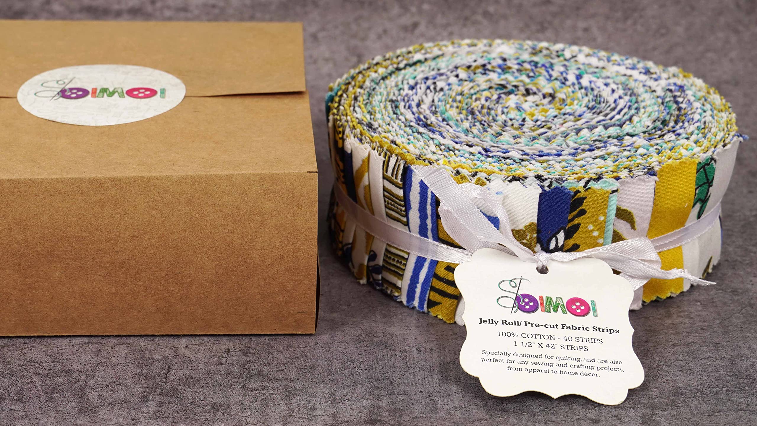 Soimoi Asian Print Cotton Jelly Roll - 40 Precut Fabric Strips 2.5x42 Inches For Quilting