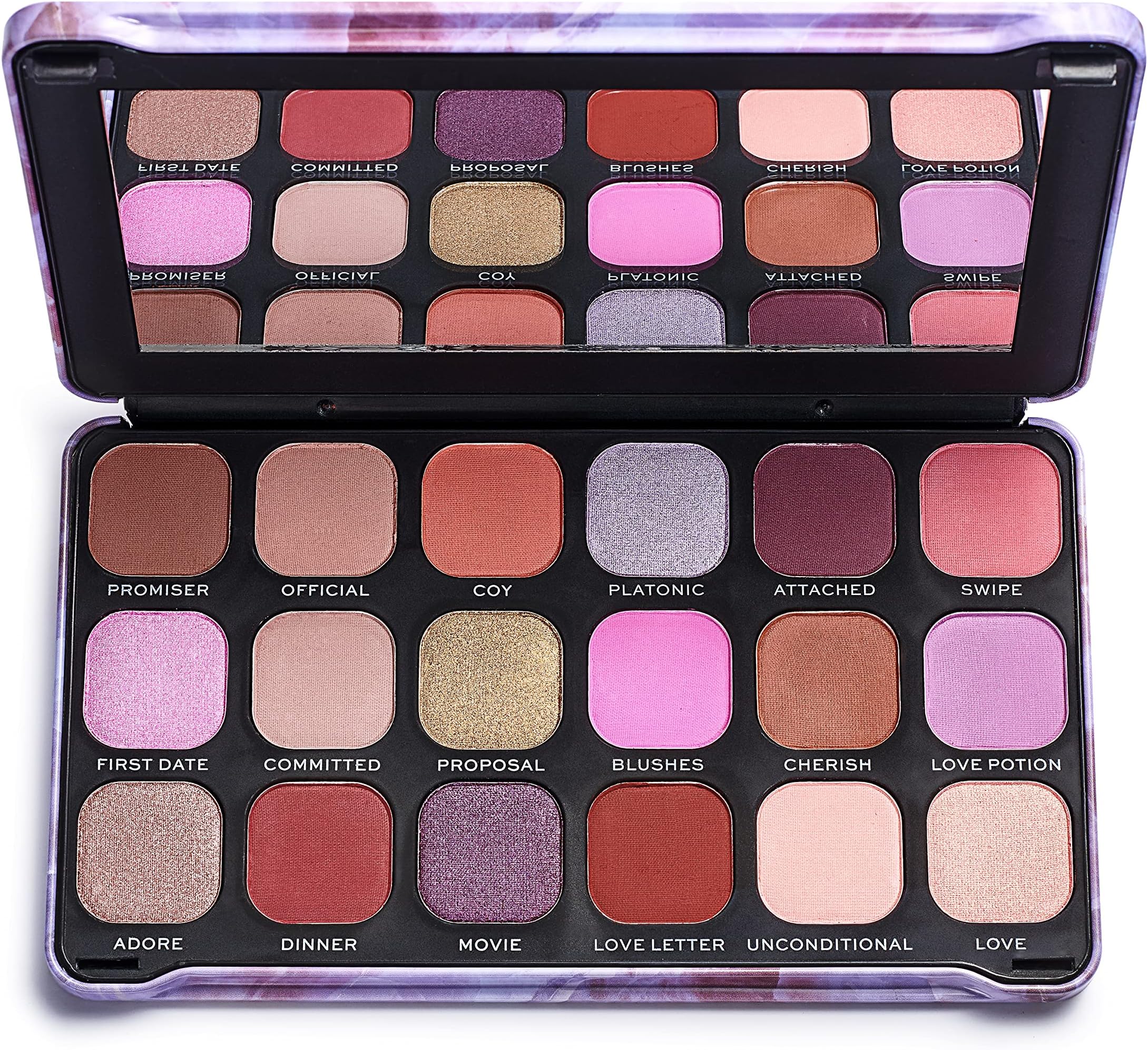 Makeup Revolution, Forever Flawless, Eyeshadow Palette, Unconditional Love, 18 Shades, 19.8g