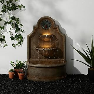 10 Small Backyard Fountain Ideas That Fit Limited Space 10 Glitzhome Outdoor Wall Mounted Water Fountain with LED Lights and Pump, ...