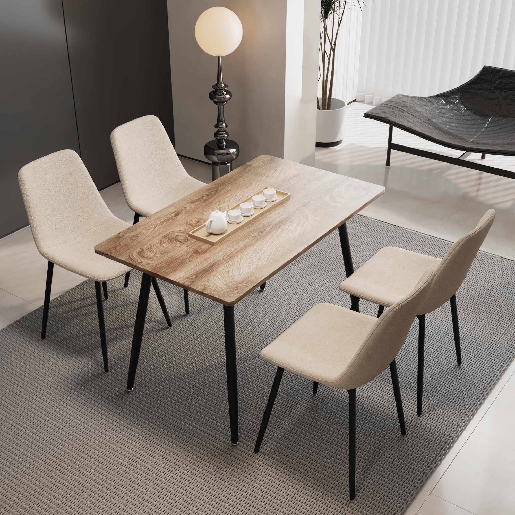 Small Dining Table Set for 4, 47'' Wooden Modern Dining