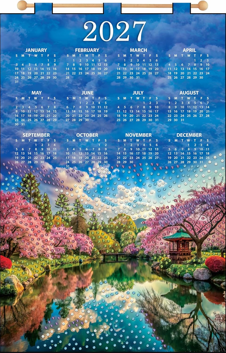 Design Works Crafts Cherry Blossoms 2027 Sequin Calendar Kit