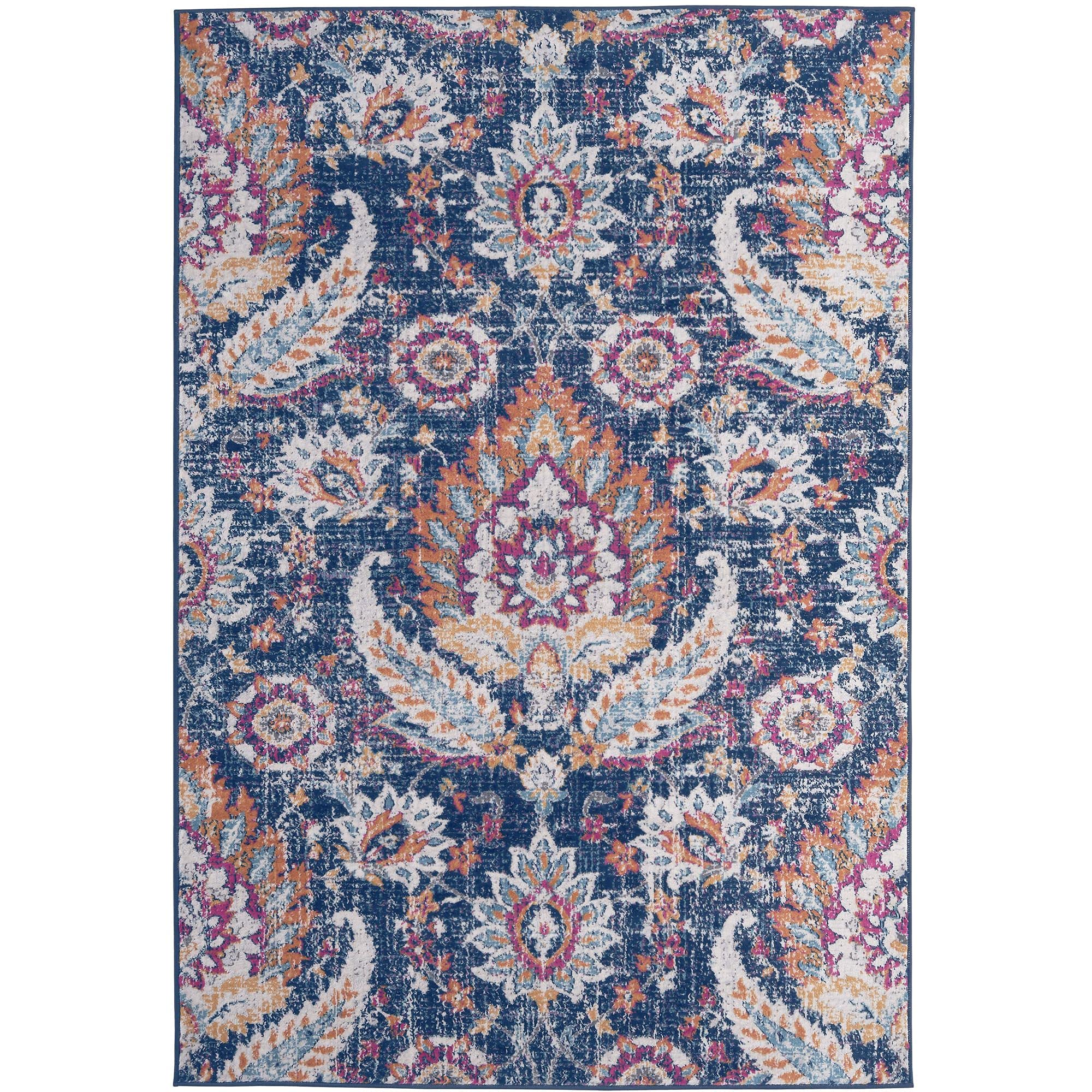 THE RUGS Multicoloured Vintage Oriental Rug for Living Room Bedroom, Medium 120x170 cm, Multicoloured Traditional Design - Image 2