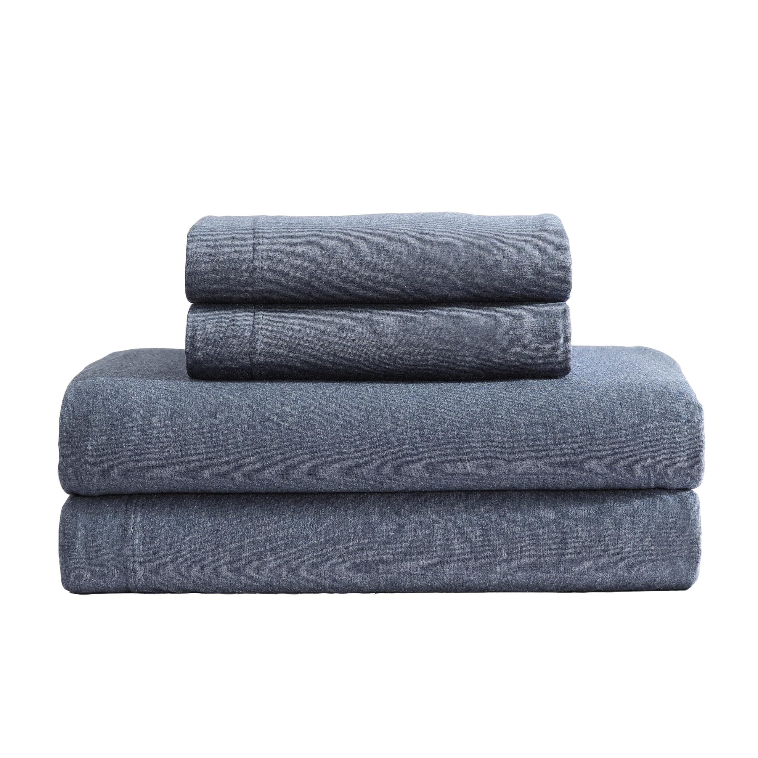Calvin Klein - King Bed Sheets, Cotton Melange Jersey Bedding Set with Deep Pockets, Super Soft & Cozy Bedding Essentials (Modern Cotton Dark Blue, King) — image 1