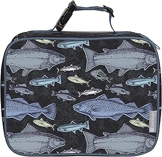 Bentology Lunch Box for Boys - Kids Insulated, Durable Lunchbox Tote Bag Fits Bento Boxes, Nesting Containers w/Lids & Bottles, Back to School Lunch Sleeve Keeps Food Hotter or Colder Longer, Fish