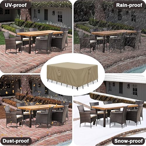 Miniatura 6 de PureFit Fundas para muebles de patio, funda para muebles de mesa de exterior, impermeable, rectangular, funda para sofá modular de patio, cubierta