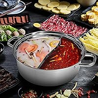 Vista 8 de MyLifeUNIT Shabu Shabu Pot, 4.5 Qt 304 Stainless Steel Hot Pot with Divider, 11.8 Inches Soup Cookware for Induction Cooktop, Gas Stove