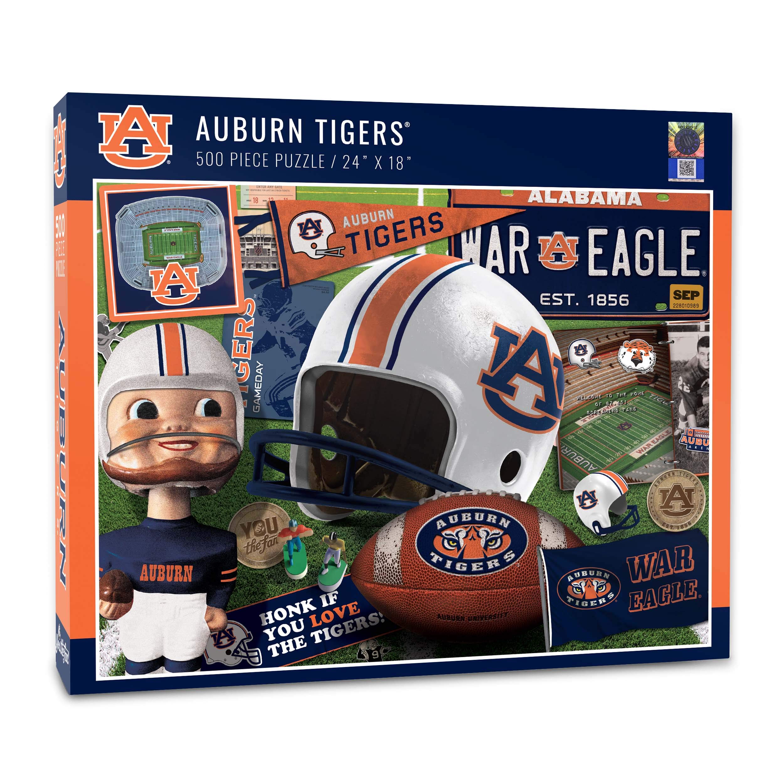 YouTheFan NCAA Auburn Tigers Retro Series Puzzle - 500 Pieces, Team Colors, Large