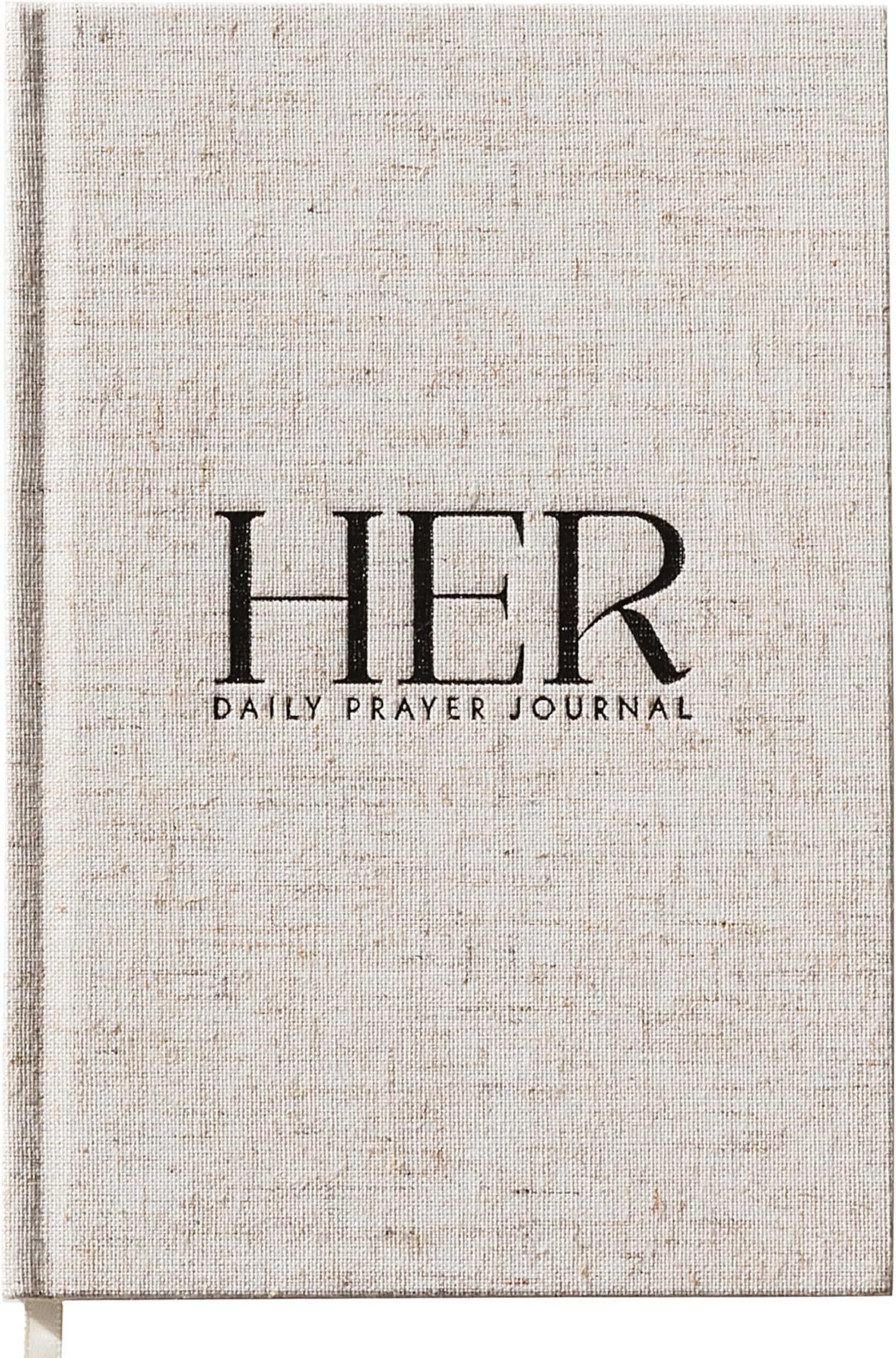 Heavenly Finds Her: Daily Prayer Journal for Woman - Christian Daily and Weekly Guided Prayer Journal, Bible study, 6-months, A5, Luxury Linen with Black Debossing