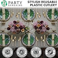 Vista 151 de Party Bargains Disposable Plastic Black Gold Cutlery Set, Infinity Modern Design Utensils, 40 Pack: 16 Forks, 8 Knives, 16 Spoons