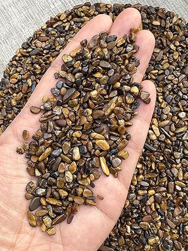 Miniatura 3 de Chips de piedras preciosas semidoradas de 0.5 libras, con diseño de ojo de tigre dorado, mini cristales triturados con ojo de tigre dorado, chips de