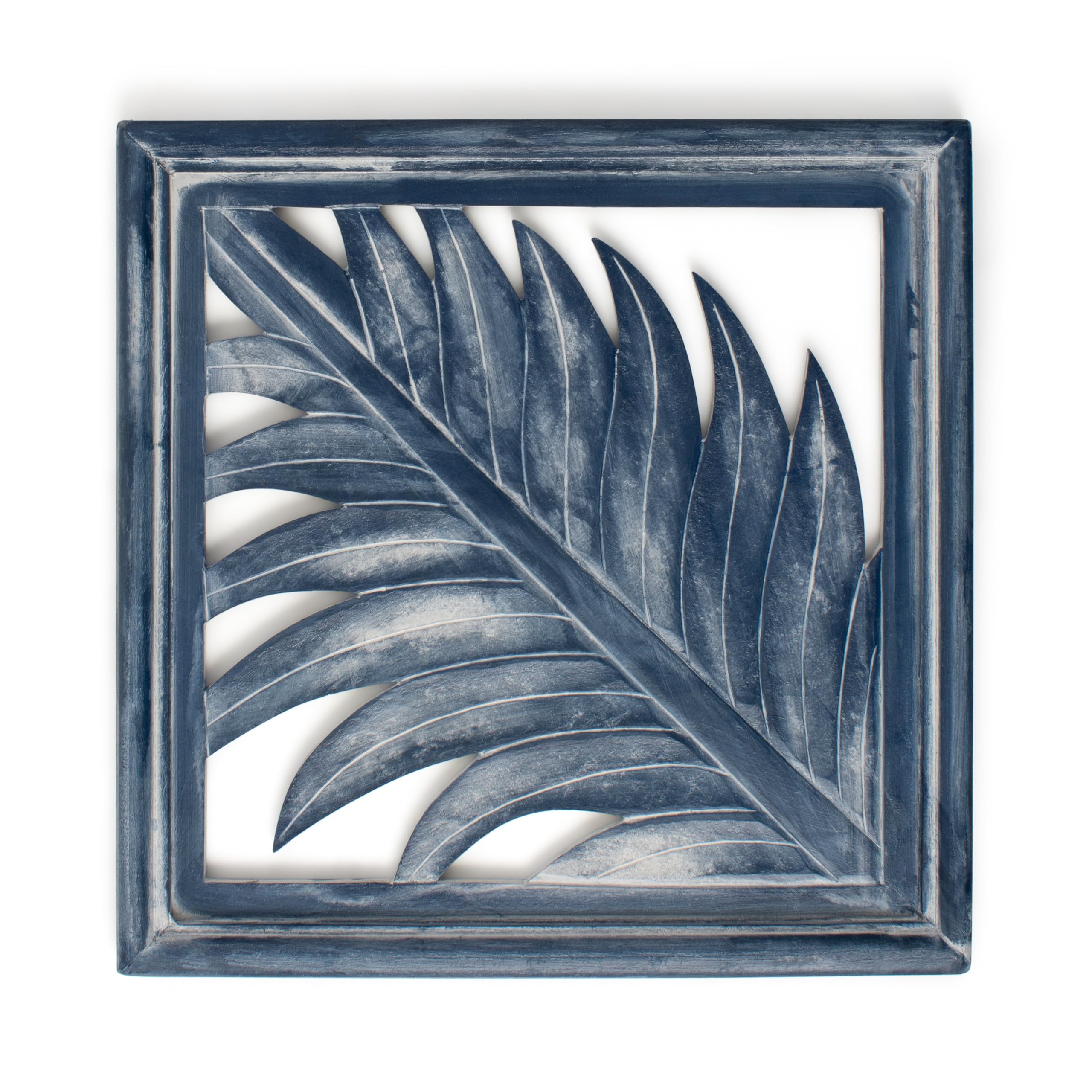 BAGUS HOME DECOR Palm Leaf Frame - Wooden Wall Art | Wall Hanging Decor for Living Room, Bedroom, Dining Room & Office | Modern Handcrafted Design (Blue, 30cm)-image-35
