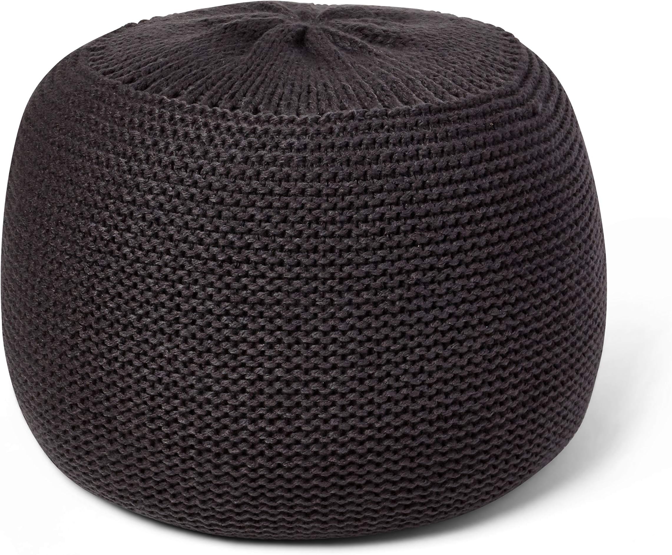 Pouf Ottoman Fillable Covers [NOT Stuffed] - Dark Gray Soft Chunky Knit Chair Boho Floor Pouffe Ottomans Cushion - Round Accent Poufs for Living Room Bedroom Dorm Nursery Meditation Foot RestSunsnap