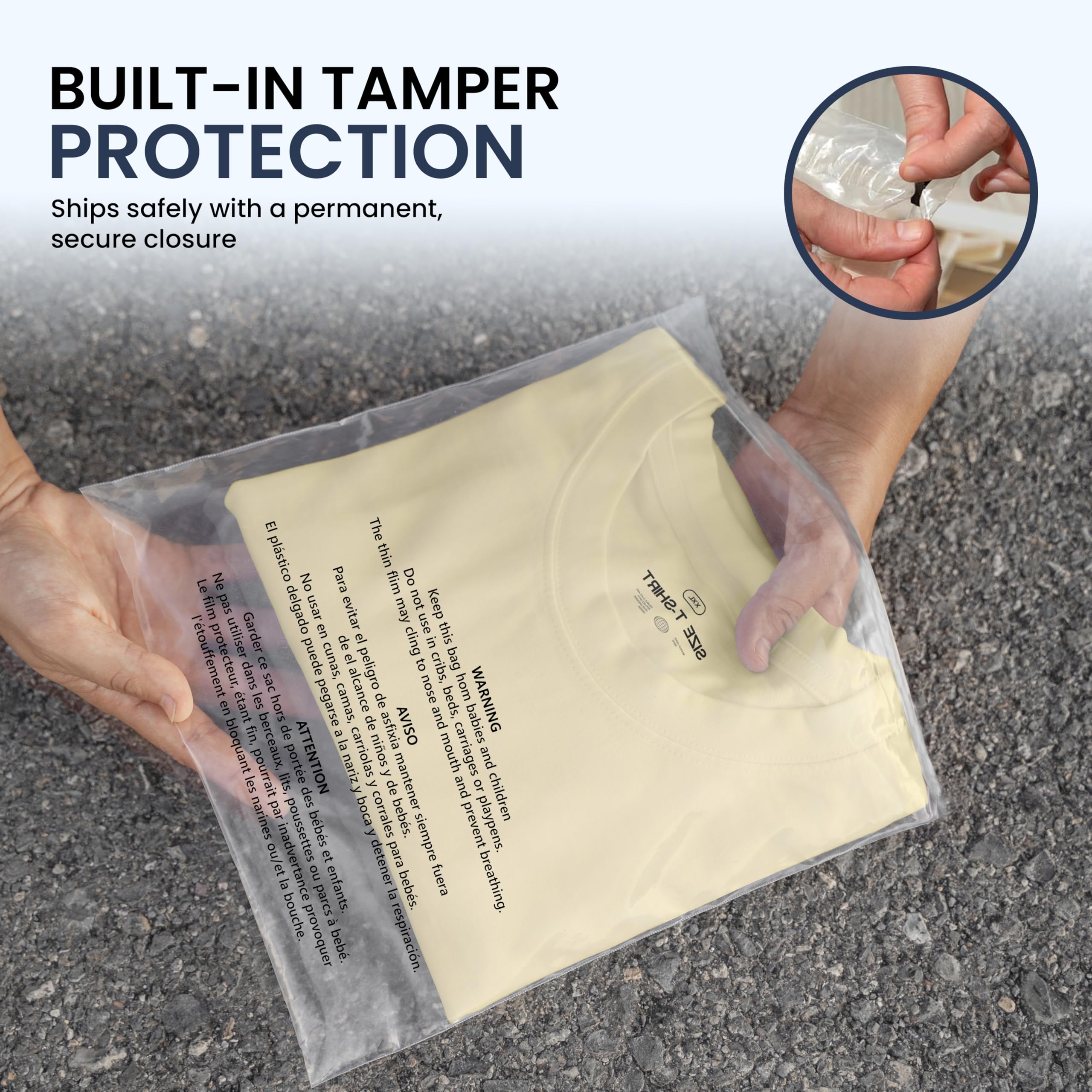 9 X 12 Inch Self-Seal Clear Poly Bags - 1000 Count, Resealable With Suffocation Warning (for T-Shirts, FBA)