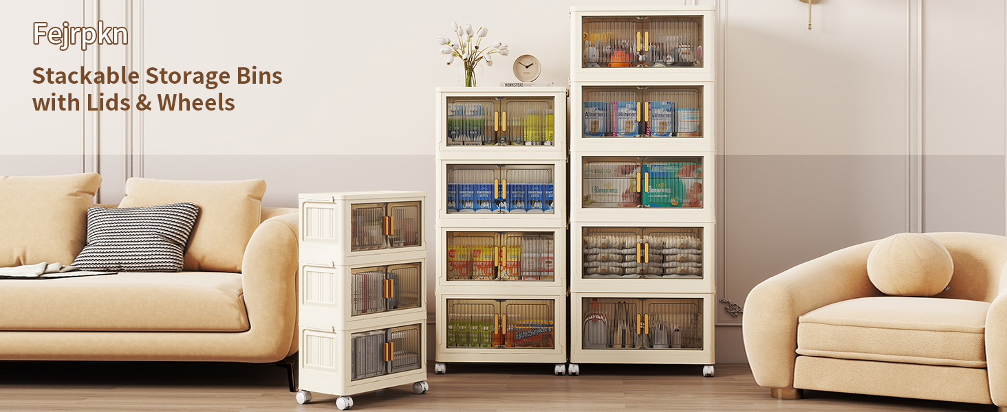Amazon.com - 3 Tier Stackable Plastic Storage Bins with Lids 48QT