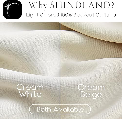 Miniatura 6 de SHINELAND Cortinas opacas de 102 pulgadas para sala de estar, cortinas opacas con pestaña trasera de 102 pulgadas de largo para dormitorio, Crema