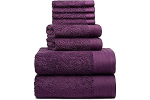 100% Cotton Towels | 8 Pcs Plum Towels Set