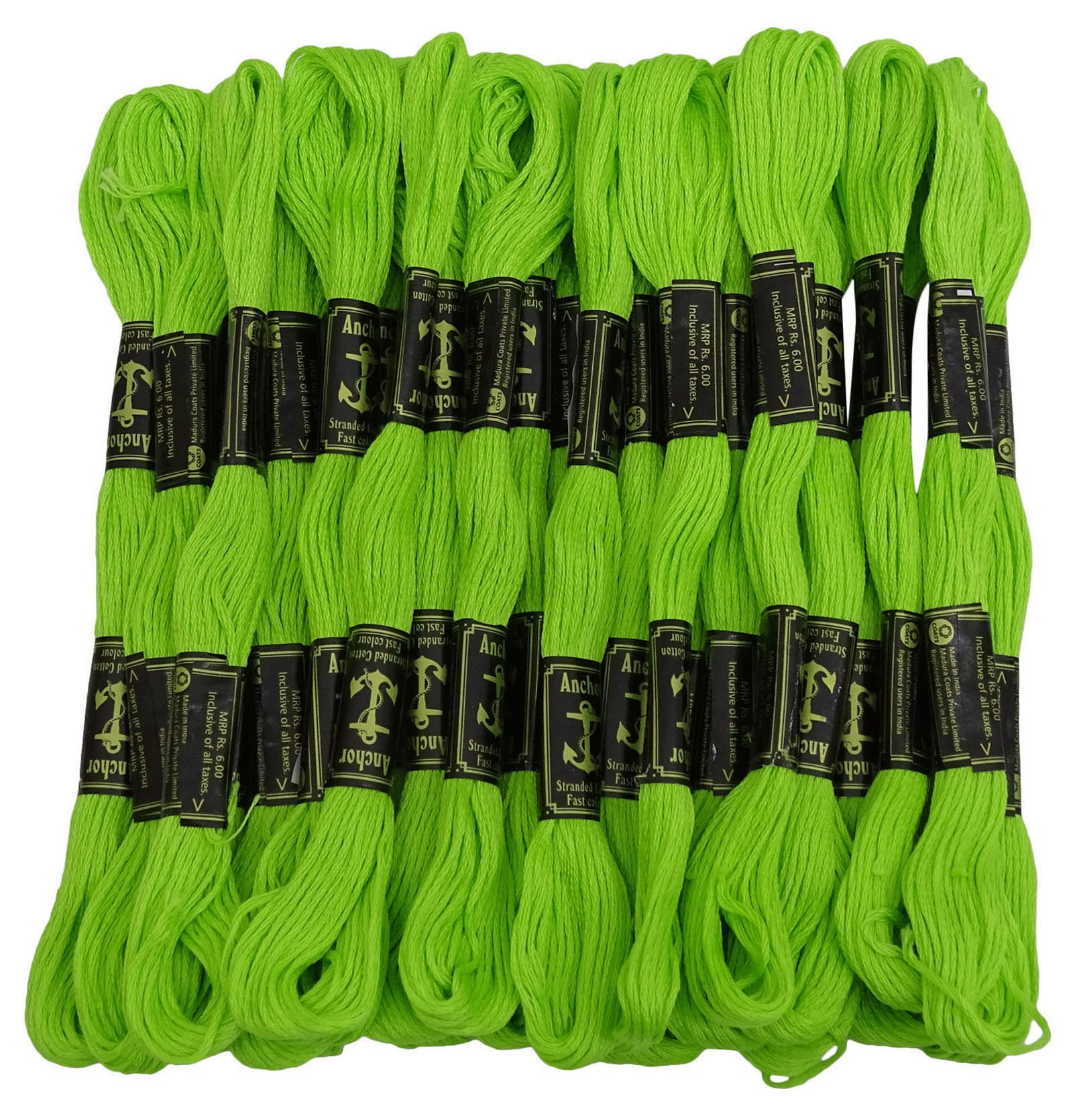 Anchor Stranded Cotton Hand Embroidery Thread Floss Pack of 25 Skeins-Parrot Green