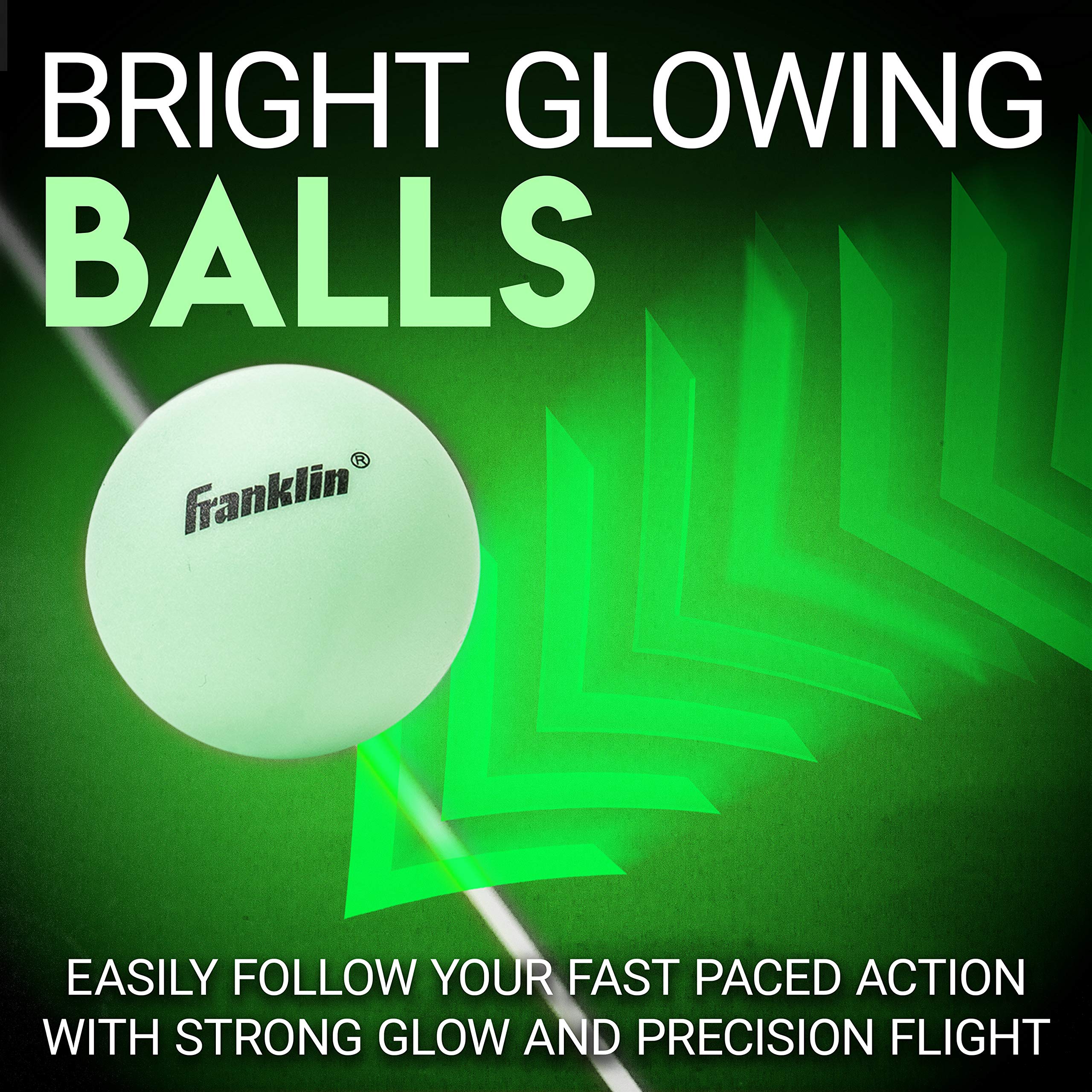 Franklin Sports Red de tenis de mesa LED y palas y pelotas brillantes, portátil y fácil de instalar, que se adapta a la mayoría de mesas de ping pong, ideal para diversión familiar o juego profesional