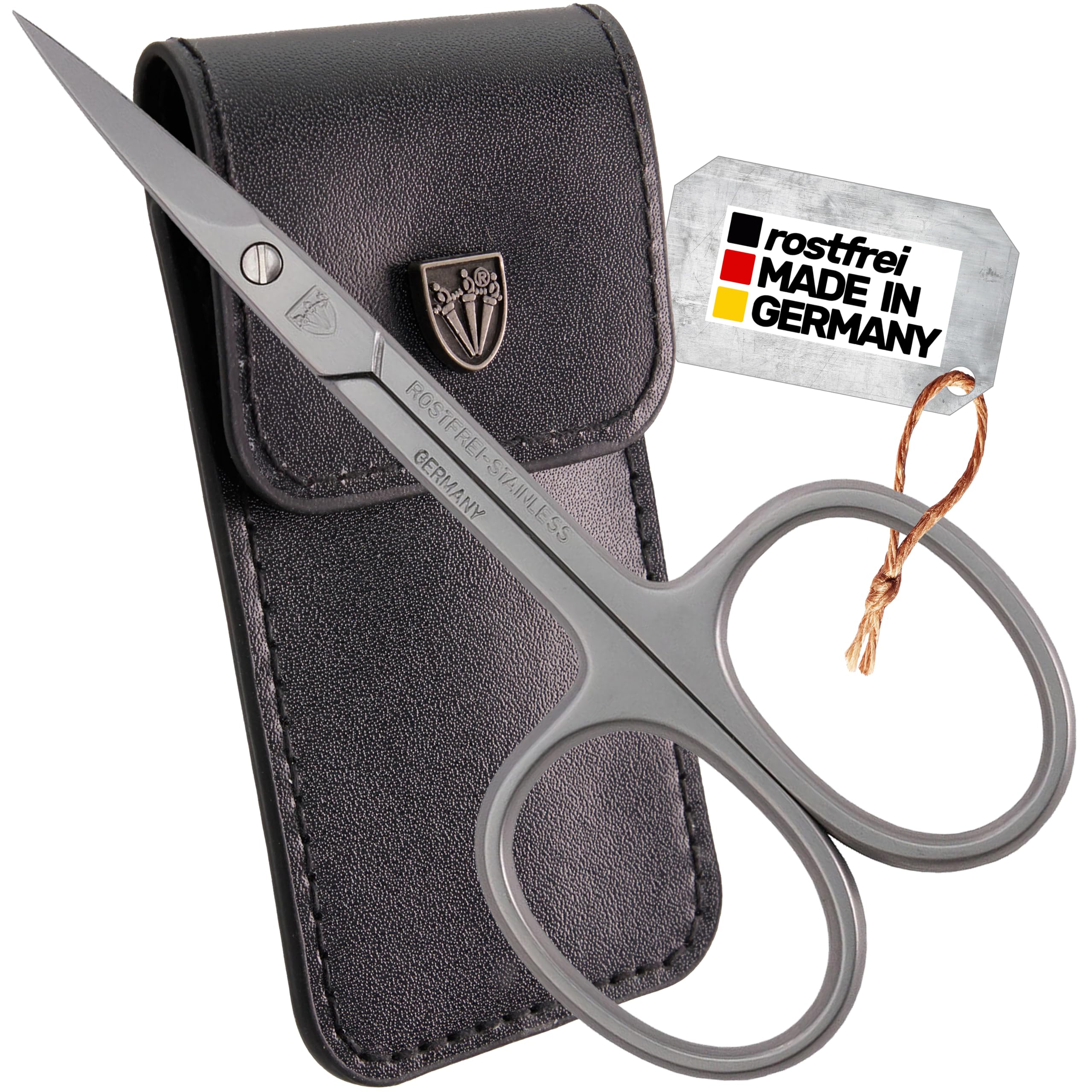 DREI SCHWERTER - Hautschere gerade Klinge | Ideal für die exakte Entfernung von Hautresten. Rostfreie Markenqualität MADE IN GERMANY | Inhalt: Schwarzes Nageletui aus Kunstleder, Hautschere - Gerade