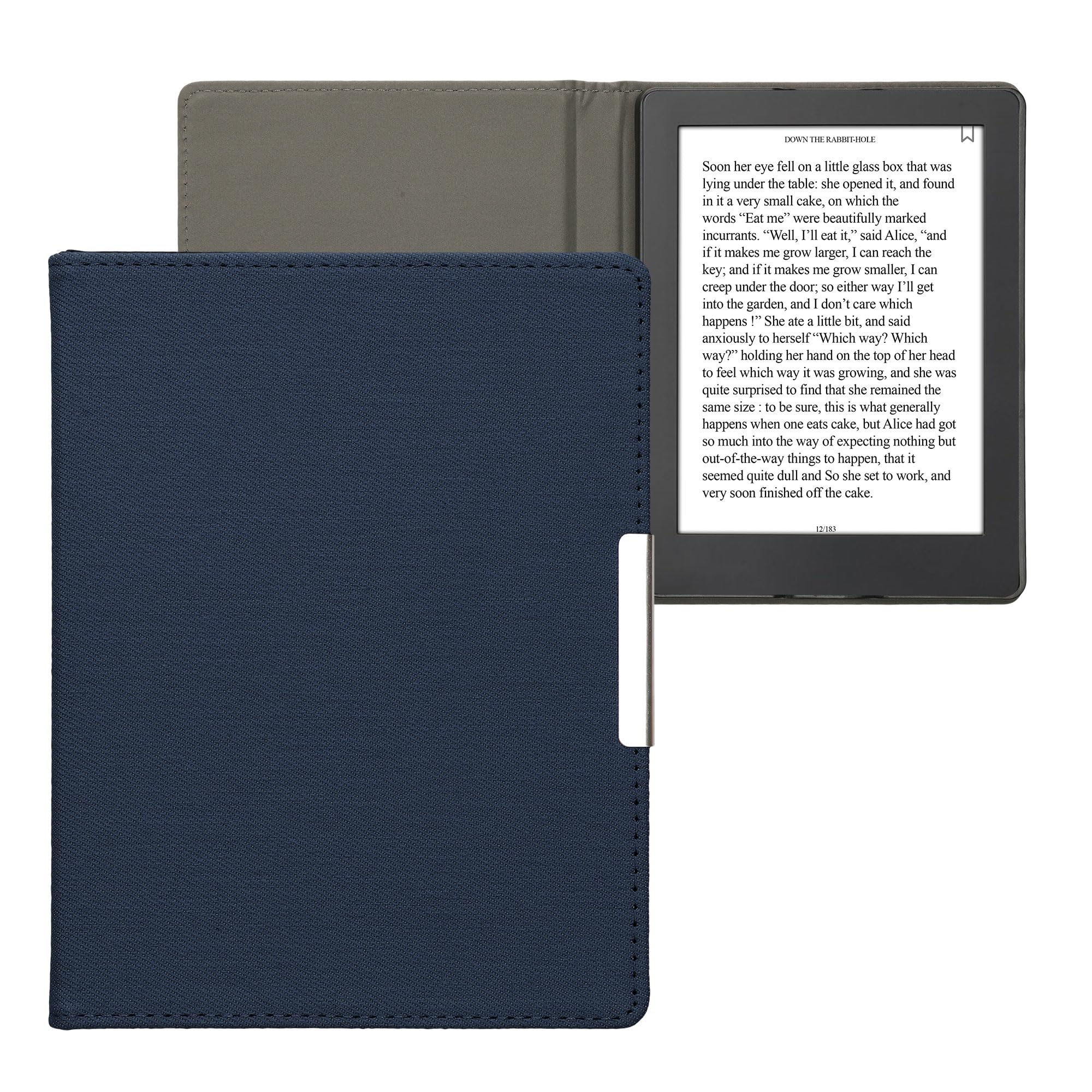 kwmobile Custodia Compatibile con Kobo Aura H2O Edition 2 Cover Jeans Denim Blu Scuro