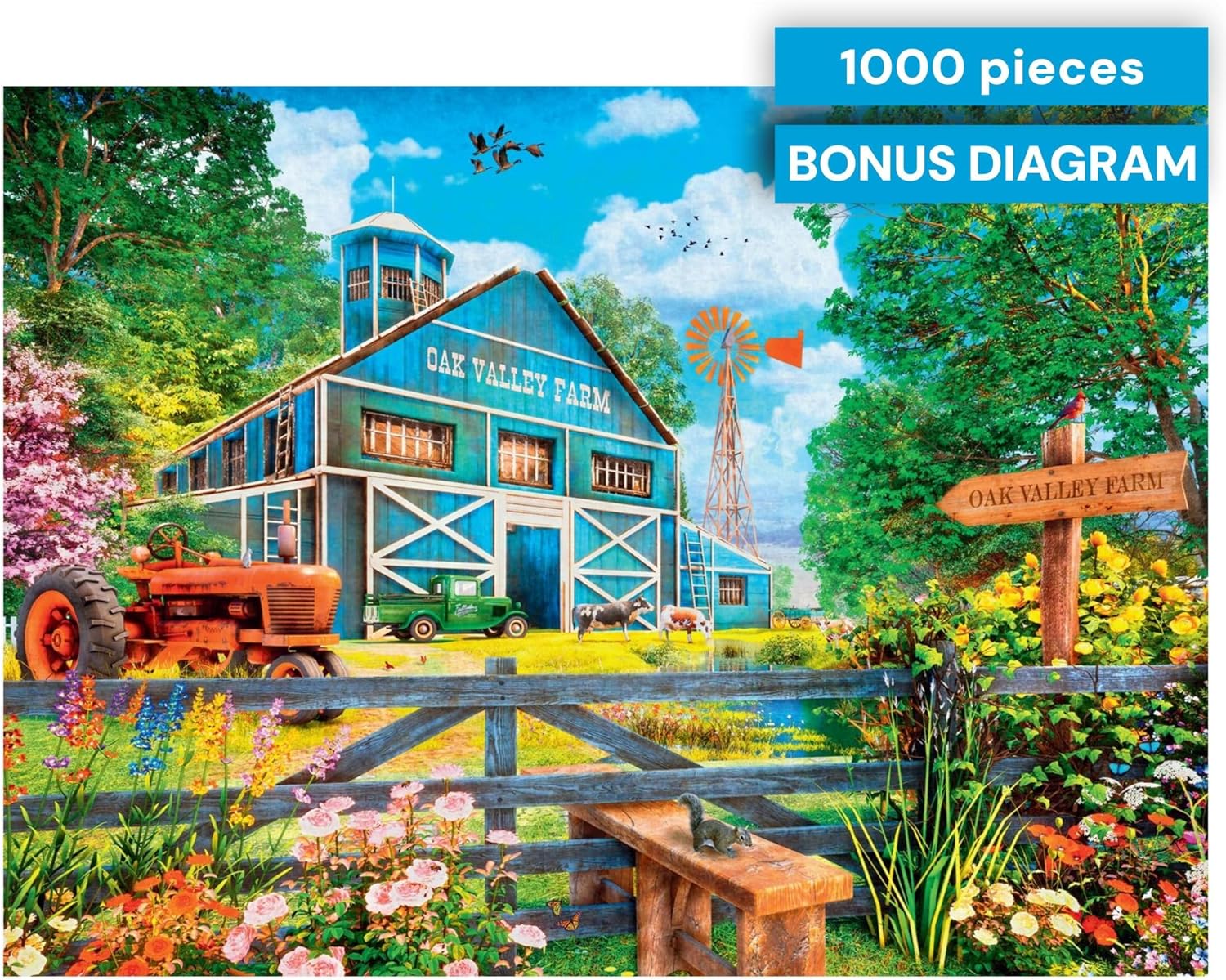 Buffalo Games - 1000 Piece Jigsaw Puzzle Dominic Davison Oak Valley Farm, Made in USA, Premium Recycled Board, Full-Color Poster, Giftable