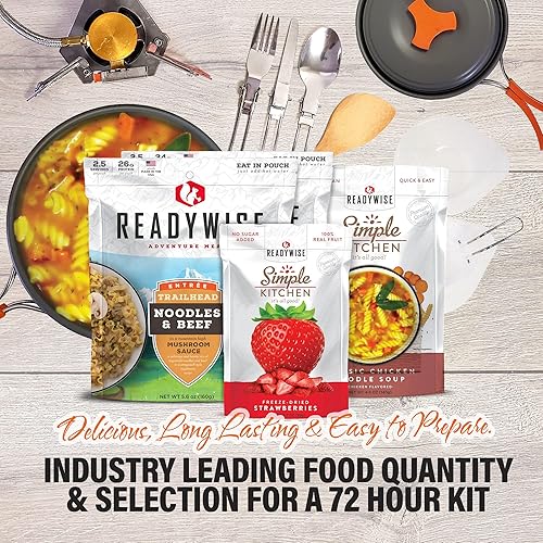 Miniatura 3 de Family Comfort 72 - Kit de supervivencia de emergencia - 72 horas para 2 personas - Preparación para desastres - Deliciosa comida ReadyWise, equipo,