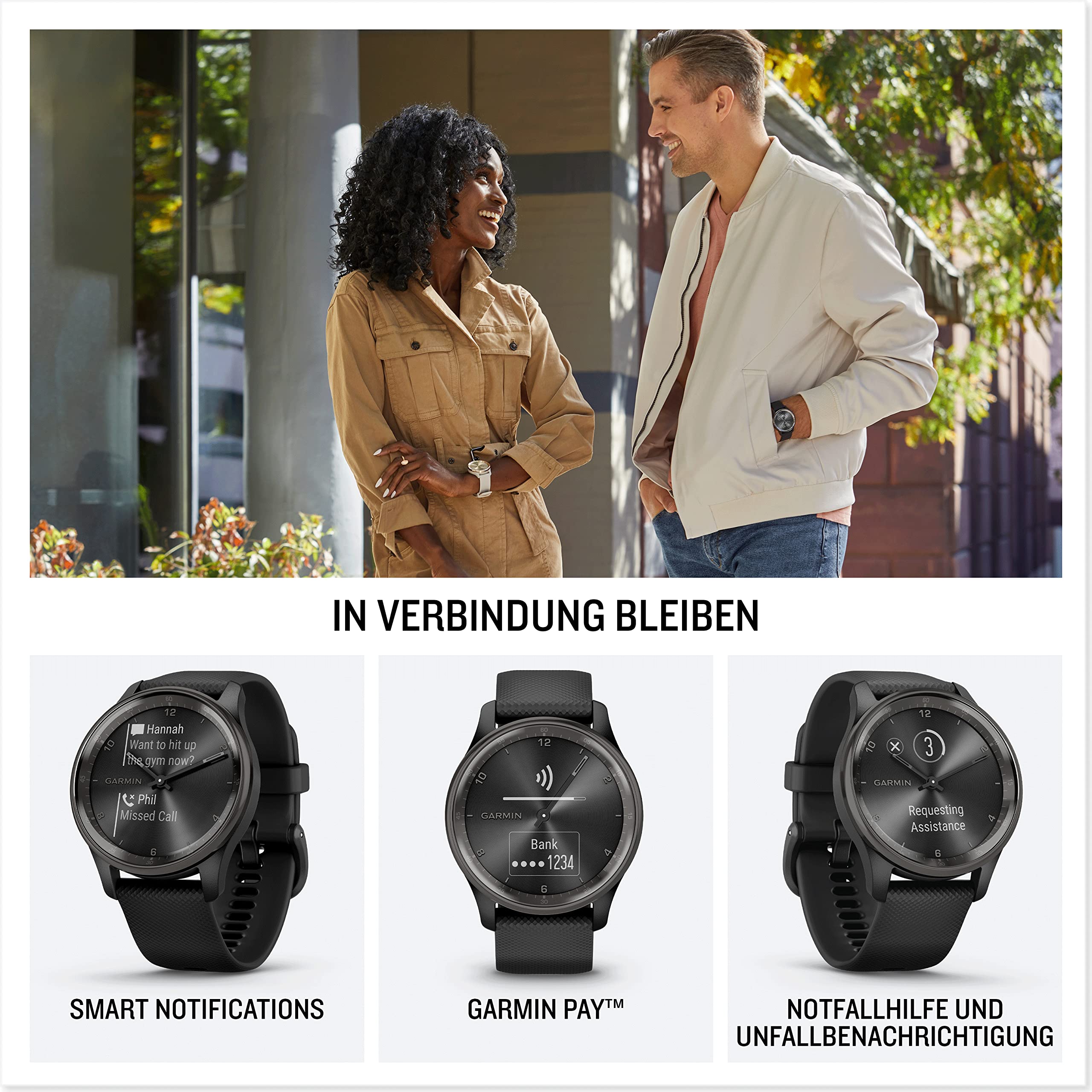 Garmin vívomove Trend – Hybrid-Smartwatch mit analogen Zeigern und Touchdisplay – Bild 5